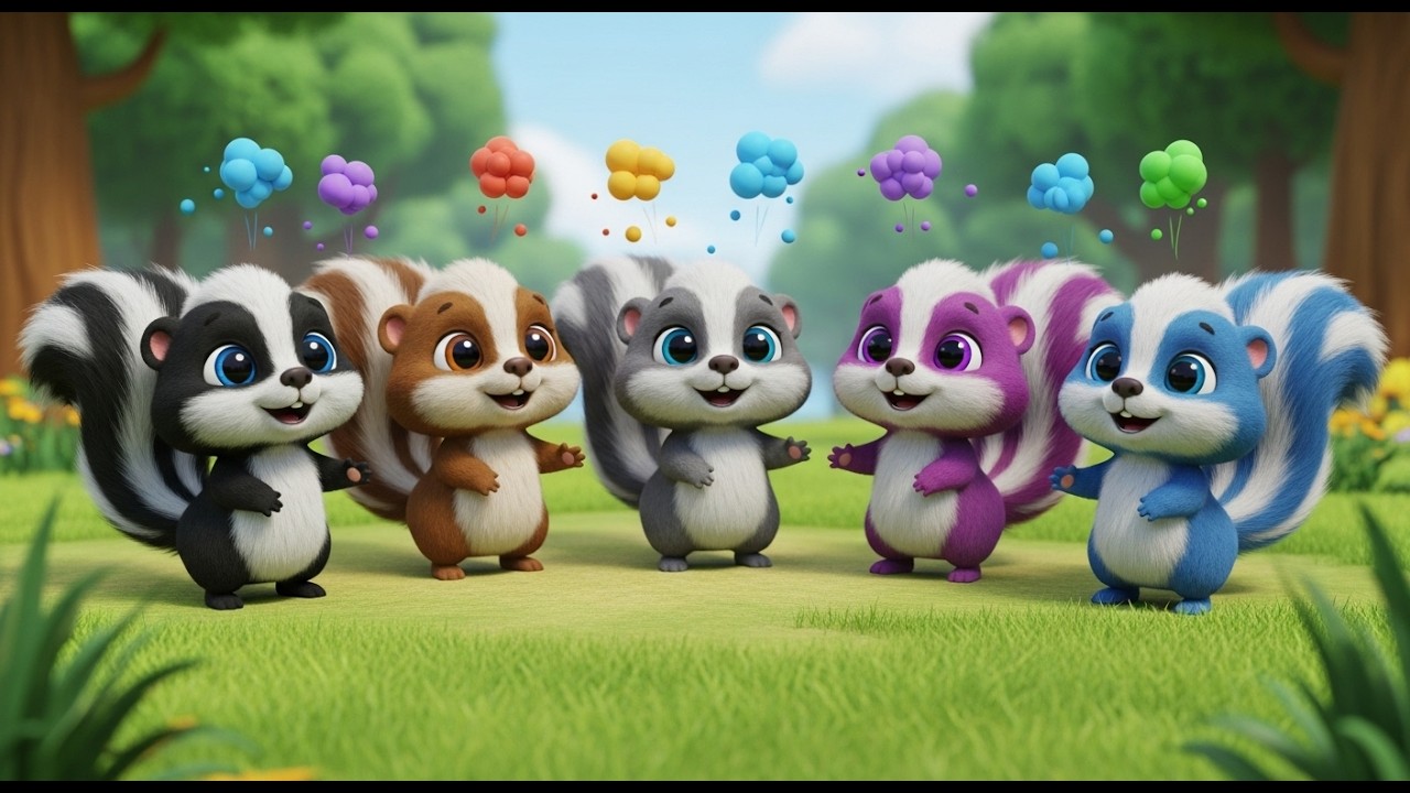 Five Skunks Five Little Skunks Spray Spray Spray 🦨 | Nursery Rhymes for Kids & Baby ...