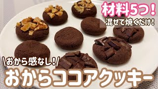 【おからパウダー】材料5つ！ほろっと食感！低糖質ココアクッキーのレシピ・作り方/おから感なし/混ぜて焼くだけ/簡単/ダイエット/便秘解消/小麦粉不使用/砂糖不使用