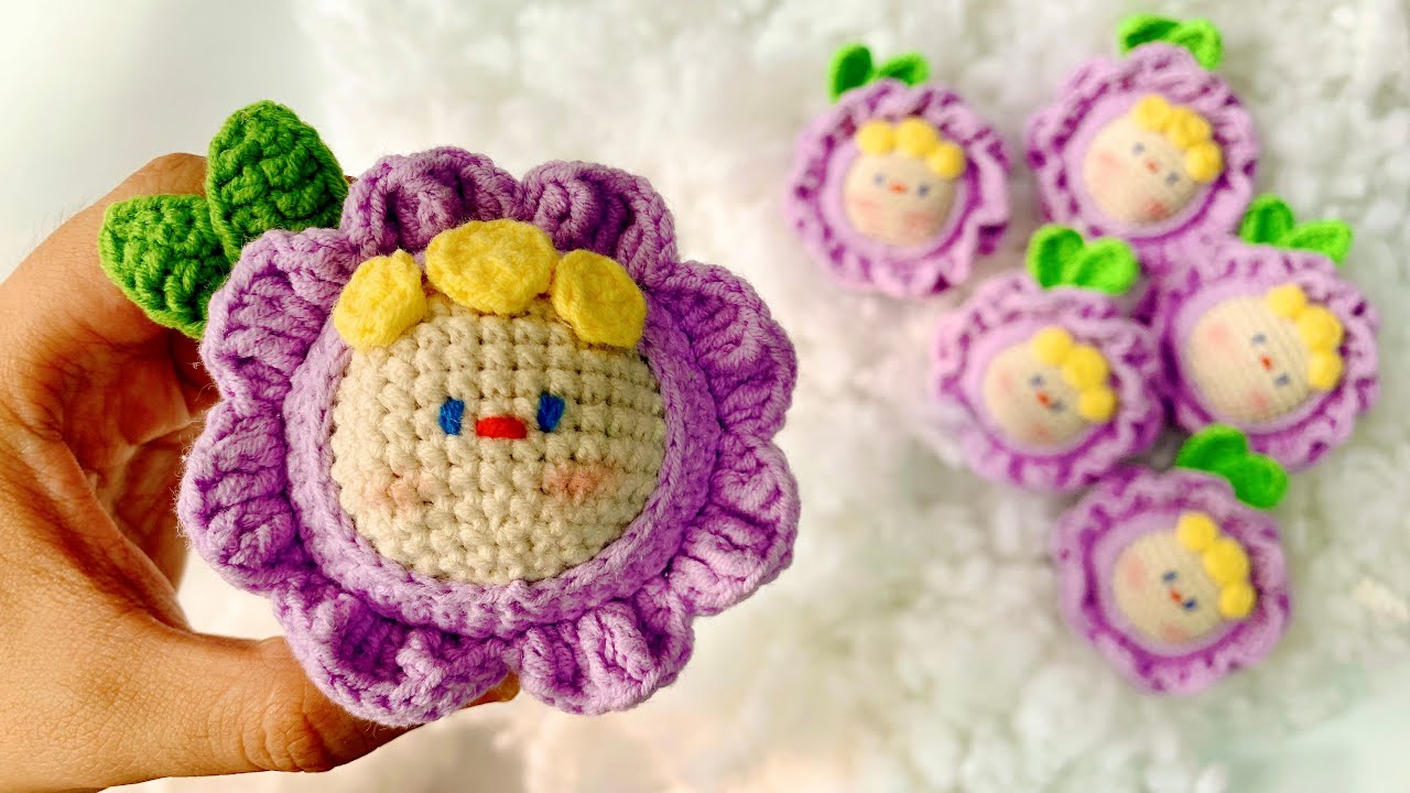 Crochet flower ball key medals- Hướng dẫn cách móc hoa 🌺 xinh xắn. moclentivi #keychain