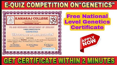 E-Quiz Competition on "Genetics" I Free National Level Genetics Certificate I Digital Classroom