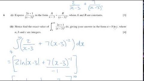 A Level Pure Maths - Partial Fractions OCR Core 4 Jan 2007 q6ii