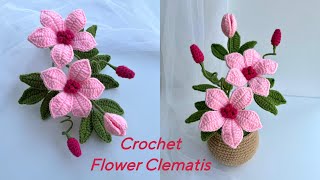 #213 Crochet flower Clematis | Cách Móc Hoa Chi Ông Lão, Hoa Clematis Tuyệt Đẹp