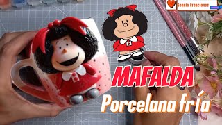 Como hacer a "Mafalda" en taza con porcelana fría #mafalda / ✨❤️ Tutorial Mafalda (˶⸃ ⴰ⸃˶)♡