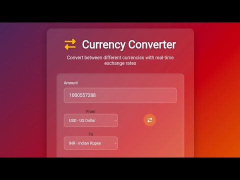 Currency Converter using HTML, CSS & JavaScript | Real-Time Exchange Rates
