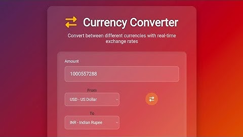 Currency Converter using HTML, CSS & JavaScript | Real-Time Exchange Rates