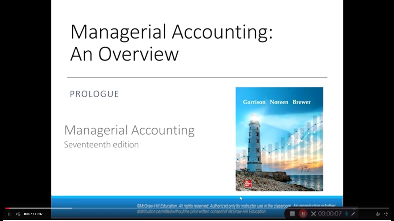 Managerial Accounting - An Overview: Prologue - Part 1
