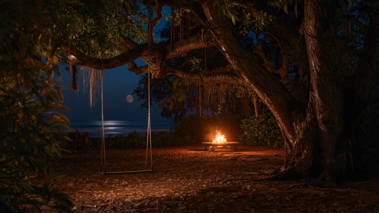 Ocean Hideaway | Fire Pit, Waves, & Night Ambience | Relax or Sleep (6 Hours)