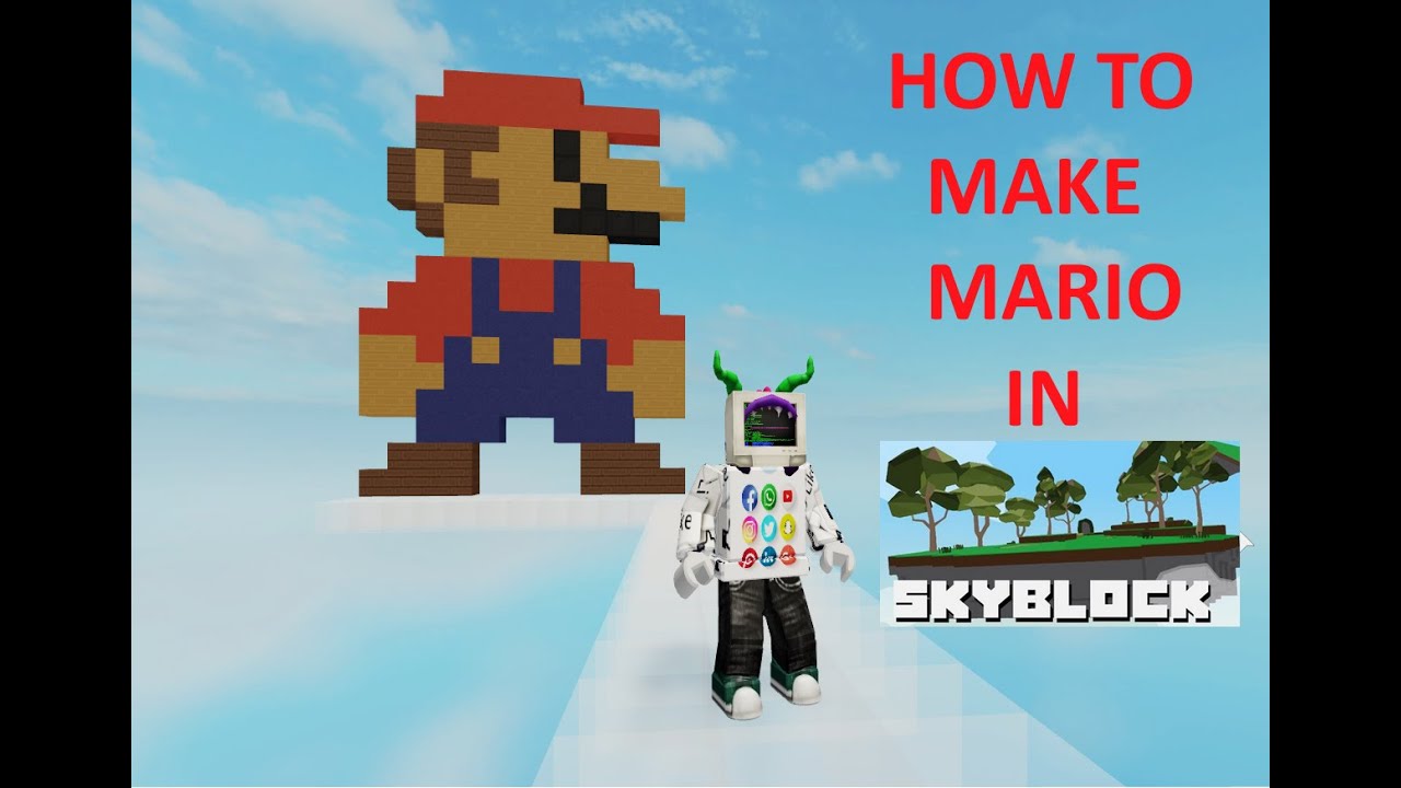 Skyblock Roblox Pixel Art How To Make Super Mario Youtube - mario sky box roblox