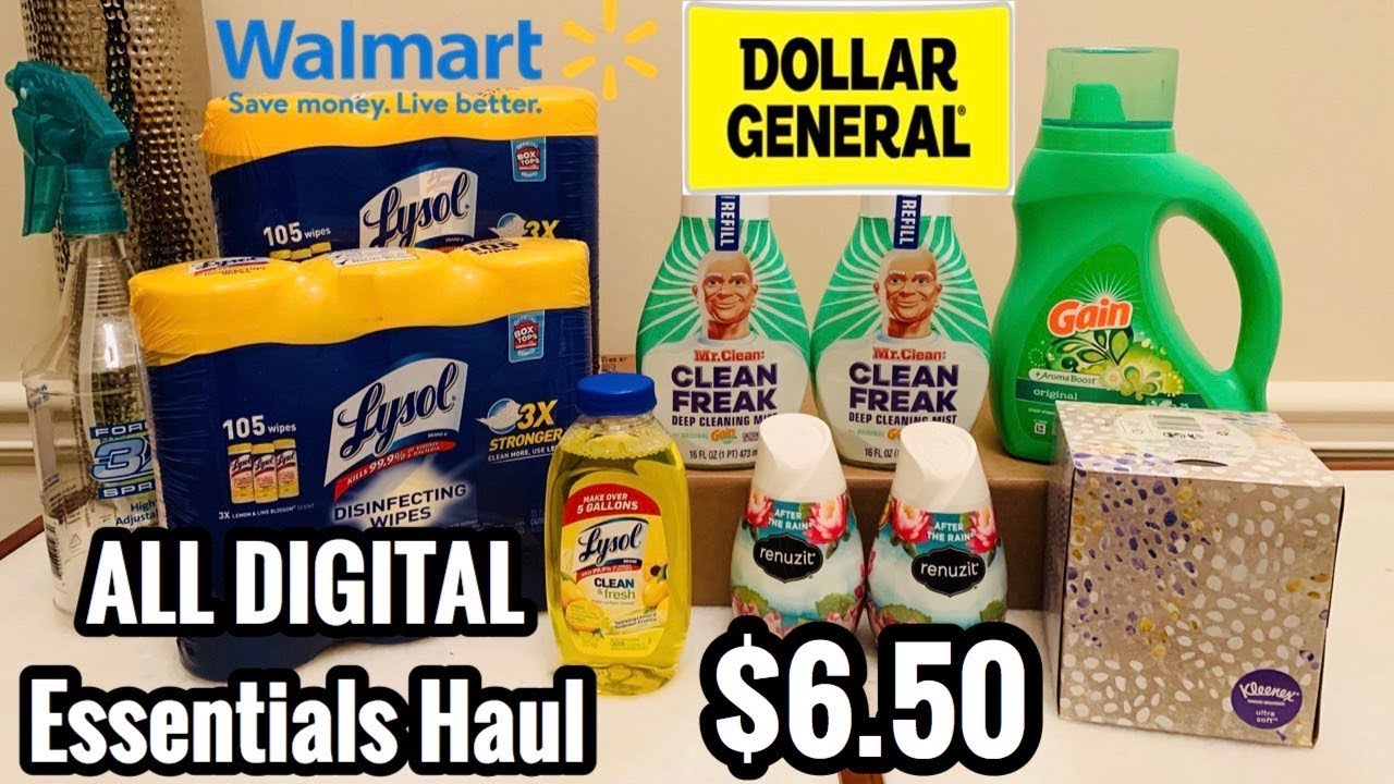 ALL DIGITAL $3/$15 Dollar General Couponing Deal + Walmart Lysol Score ðð½  | Essentials Haul