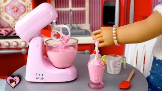 We make some super fun and easy DIY miniature slime using only 3 ingredients and pink toy mixer blender for American girl dolls. 