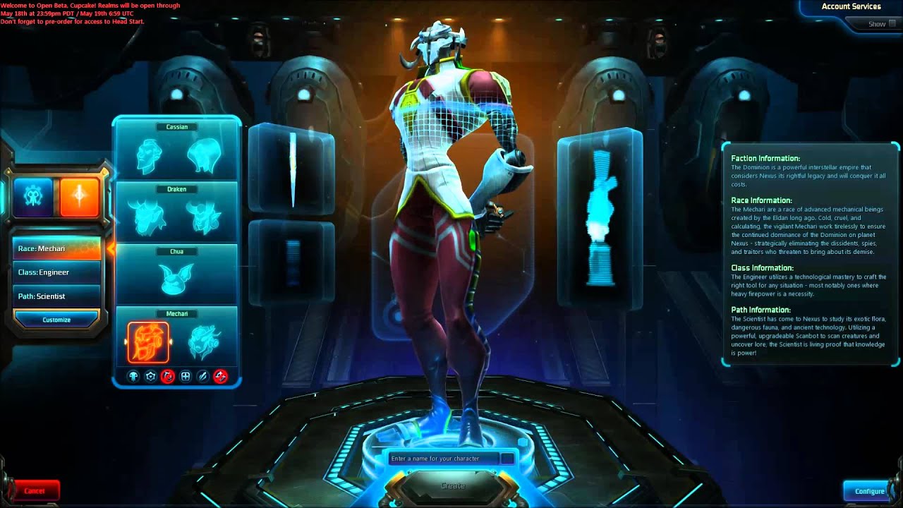 WILDSTAR BETA GAMEPLAY: Character Creation - Chua