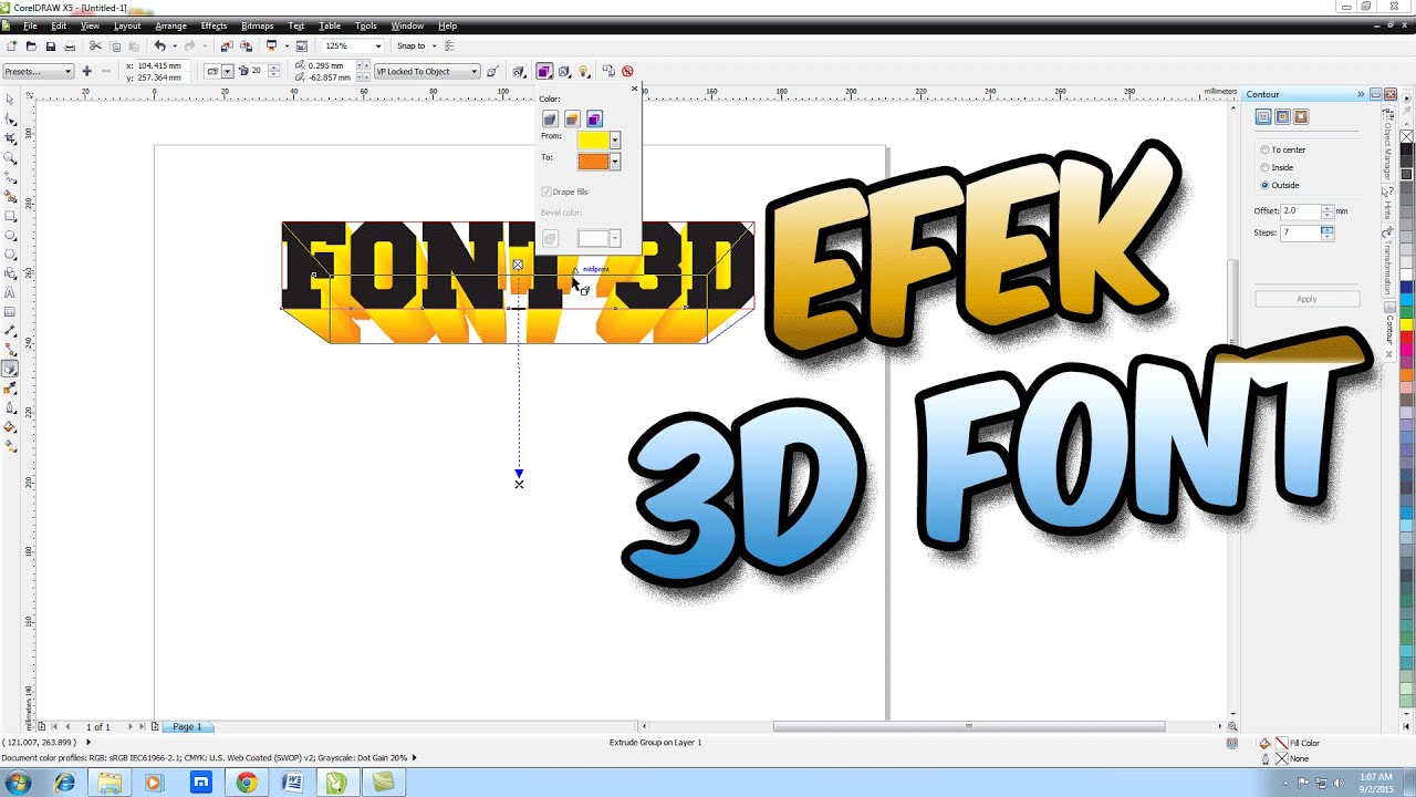 TUTORIAL CORELDRAW Cara Membuat Efek 3D Pada Font Di Coreldraw