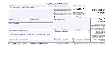 IRS Form 1099-C walkthrough (Cancellation of Debt)