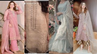 Tissue Organza Fabric Dresses Designs// Unique Dress Designs/ Party Wear Dresses.... screenshot 2