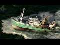 Aerials of a fishing boat on the Dutch north sea..