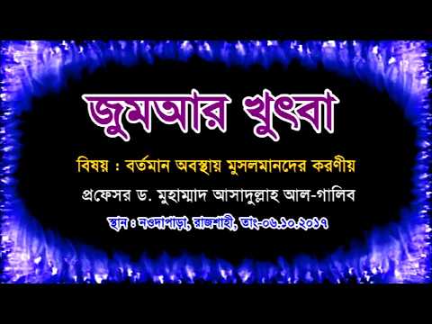 প্রফেসর ড. মুহাম্মাদ আসাদুল্লাহ আল-গালিব, বিষয় : বর্তমান অবস্থায় মুসলমানদের করণীয়