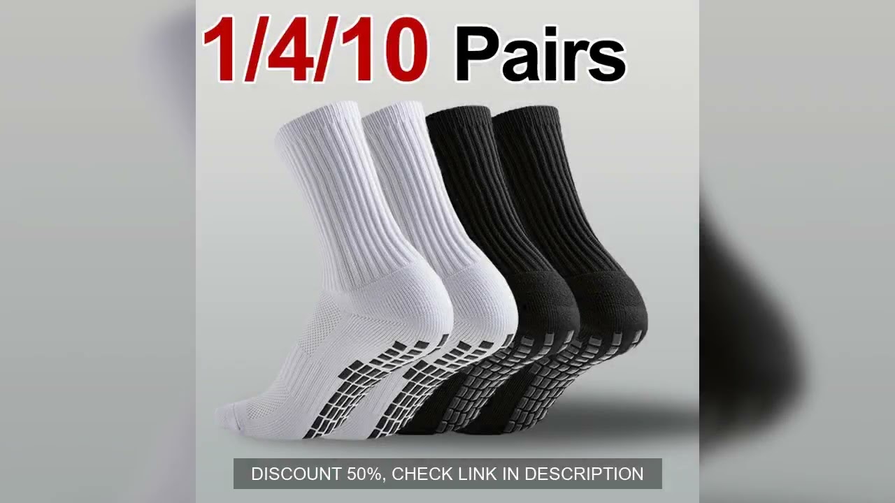 1/4/10 Pairs Men Women Non Slip Soccer Socks Comfortable Towel Bottom Sweat Absorbing Breathable Bas