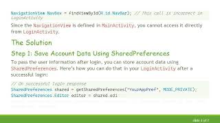 Updating the NavigationView Header from Another Activity in Android