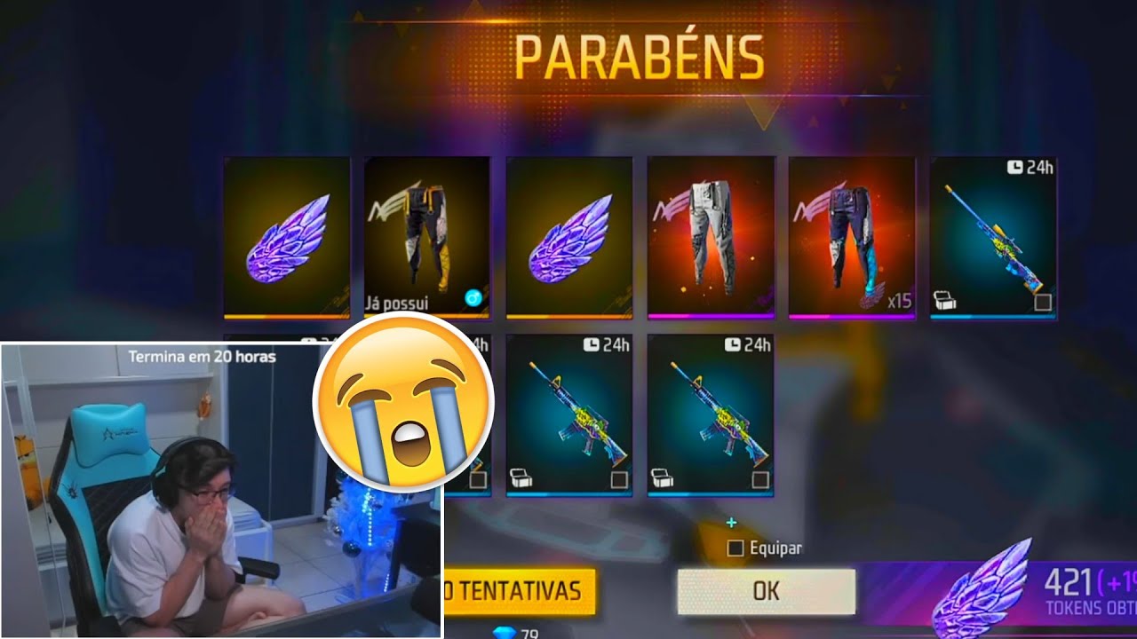 REAÇÃO DO APELAPATO AO PEGAR 3 CALÇAS ANGELICAIS NO TOKEN ROYALE DO FREE FIRE, ESTÁ FÁCIL?