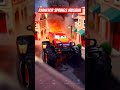 Bigfoot lightning roars to life as monster truck lightning in evil black and smoke billowing