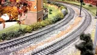 Running my trains on dad's layout on Easter Sunday. 4/20/14