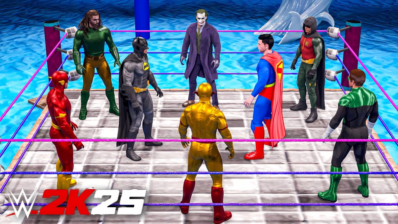 Я поместил всех супергероев DC в водный королевский бой — WWE 2K25