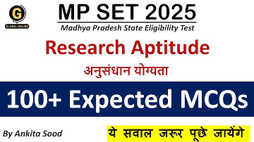 Most Expected MCQs on Research Aptitude for MPSET 2025 | Important Questions for MPSET Paper 1