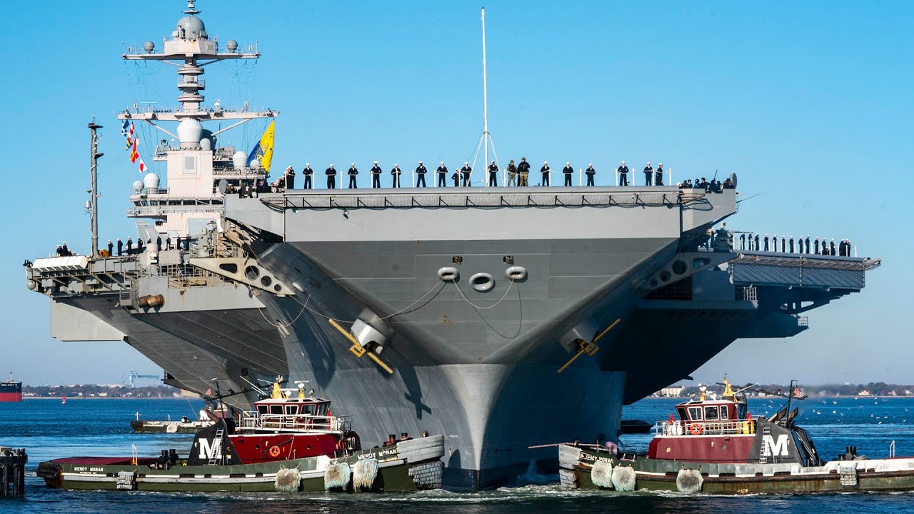 The aircraft carrier USS Gerald R. Ford (CVN 78) Returns to Homeport after the initial deployment