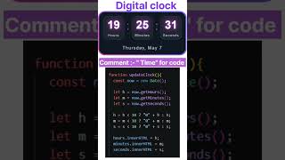 Real Time Digital Clock ⏰🔥 | HTML CSS JavaScript Project #coding #shortsvideo