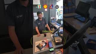 Paying with a baugette until exposed (gas stations)