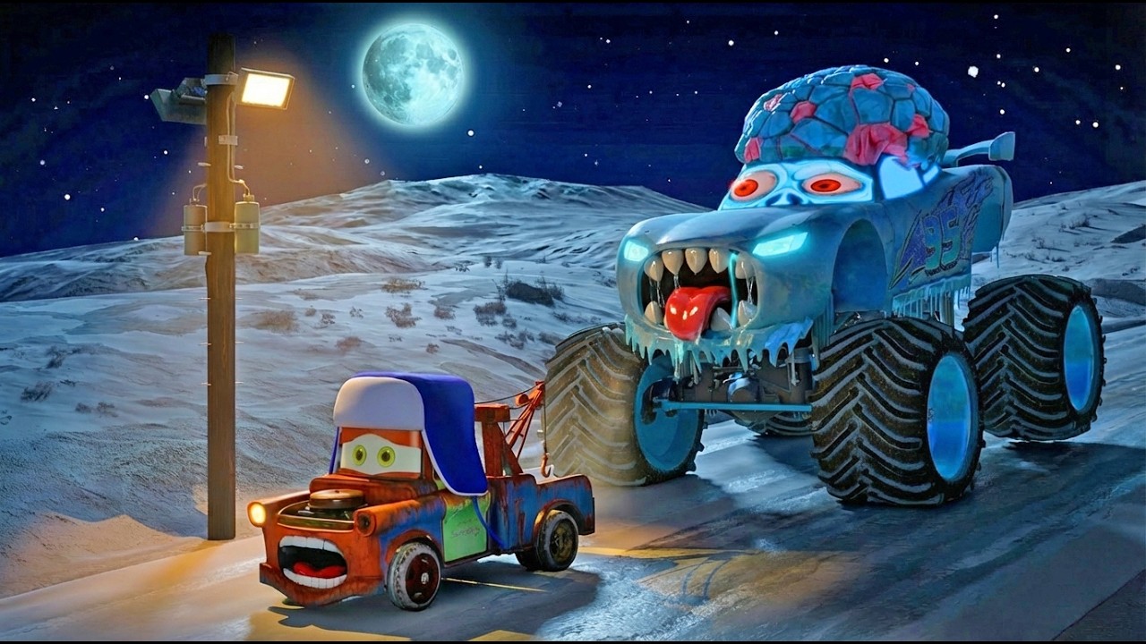 😱Horror Story | GIGANTIC ICY MCQUEEN MONSTER TRUCK 🆚 Mater😱| BeamNG Drive