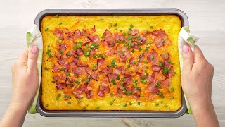 Cheesy Baked Potato Casserole with Bacon. Recipe by Always Yummy!