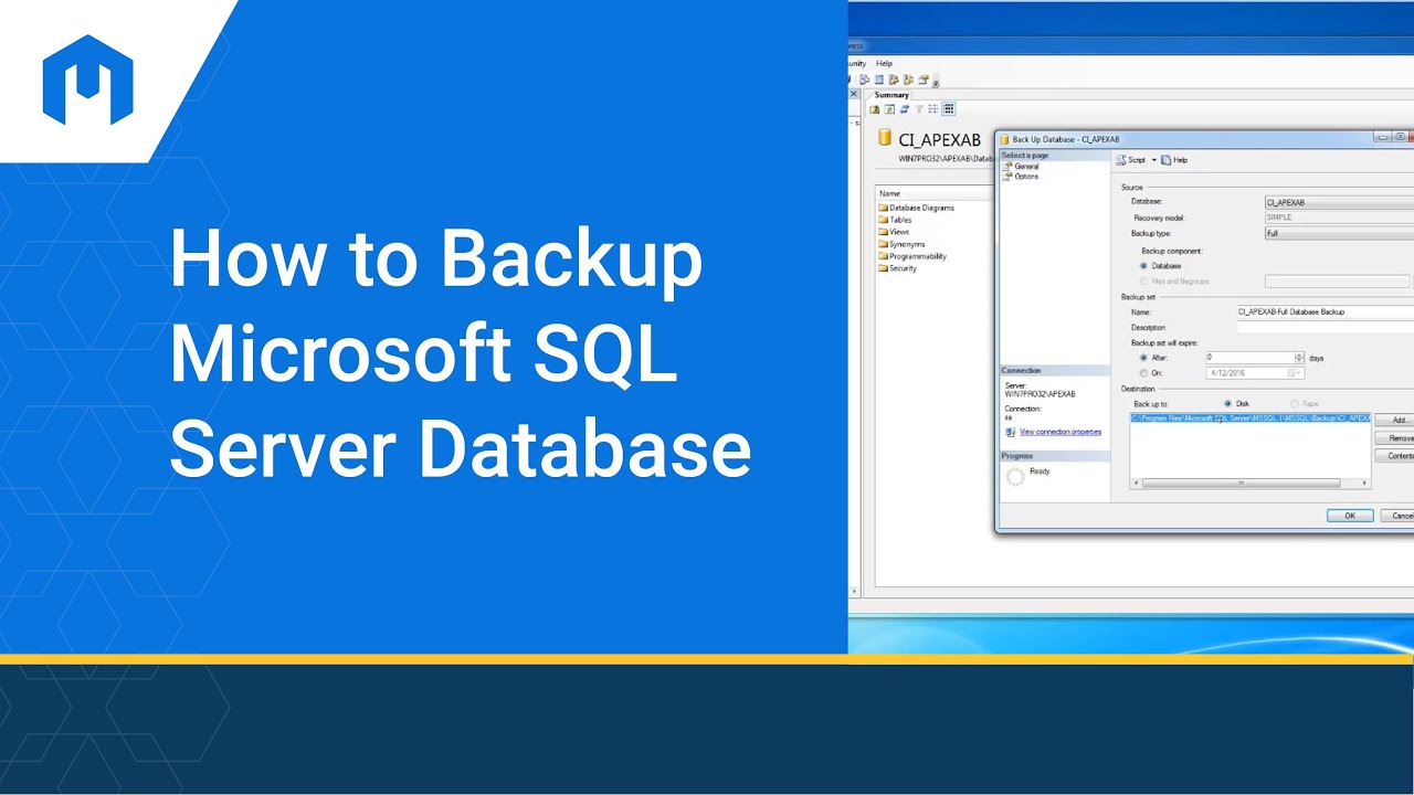 How to Backup Microsoft SQL Server Database - YouTube