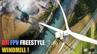 DJI FPV Drone Freestyle and Fun on a Windmill ! 4K 60p