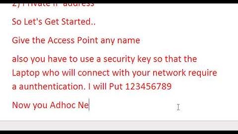 How to create wireless adhoc connection in Window 7