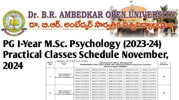 PG I-Year M.Sc. Psychology (2023-24) Practical Classes Schedule November, 2024