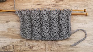 Объёмная резинка из перекрещений спицами 🍫 Volumetric rib knitting pattern