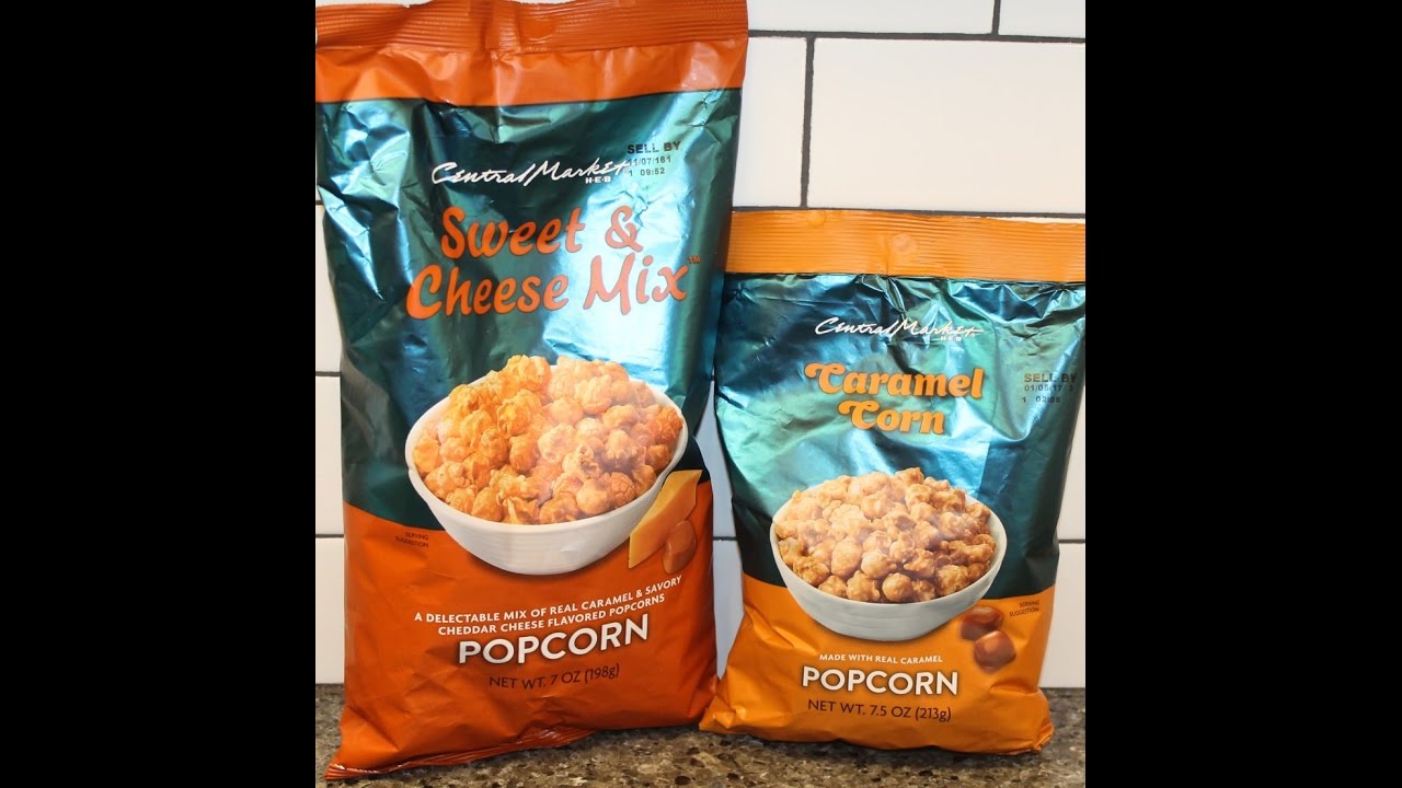 HEB Central Market Popcorn Sweet & Cheese Mix and Caramel Corn