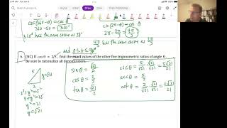 Math Analysis HL Unit 8 Video 11: Unit Circle/right triangle classwork problems 1-11 (Chapter 6.3A)