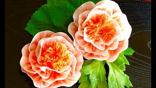 【100均つまみ細工】牡丹の花 コサージュ kanzashi flower  fabric flower