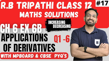 RB Tripathi |  Class 12 Maths Ch 6 | Increasing & Decreasing Functions | Ex 6B (Q1-6) | NCERT