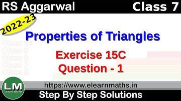Properties of Triangles | Class 7 Chapter 15 Exercise 15C Question 1 | RS Aggarwal | Learn Maths
