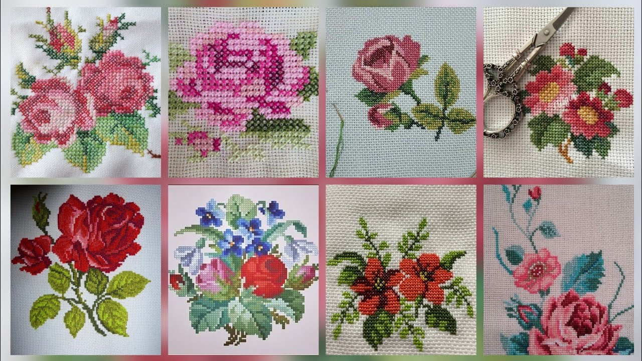 Top 100+ Amazing and Elegant Floral Cross stitch patterns || Charsuti Kerhai Ideas For Everything||