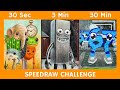 Drawing LOS COMBINACIONES - FERRO FERRO SAHUR - LOS 67 in 30 sec, 3 min, and 30 min @drawlify