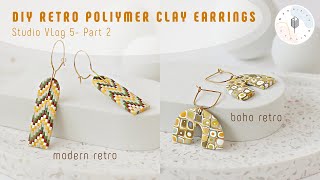 Handmade Polymer Clay Earrings with Wire | 5 Retro Checkered Designs DIY Tutorials | Vlog 5 - Part 2