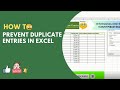 How to Prevent Duplicate Entries in Excel | Excel Tips & Tricks |Restrict Duplicate Entries in Excel