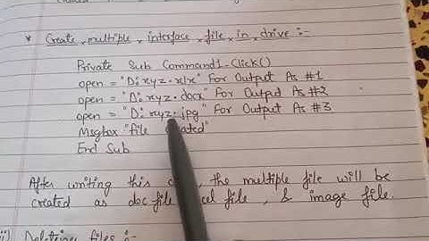 BCA IV Sem: Summary of File Operations in Visual Basic