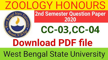 WBSU Zoology Hons Question Paper 2nd semester 2020,CC-3,CC-4.PDF file avialable in description