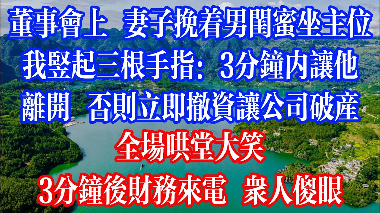 董事會上，妻子挽著男閨蜜坐上主位，我豎起三根手指：3分鐘內讓他離開，否則立即撤資讓公司破產！全場哄堂大笑，3分鐘後財務來電，眾人傻眼！#情感故事 #人生感悟 #婆媳 #情感 #戀愛