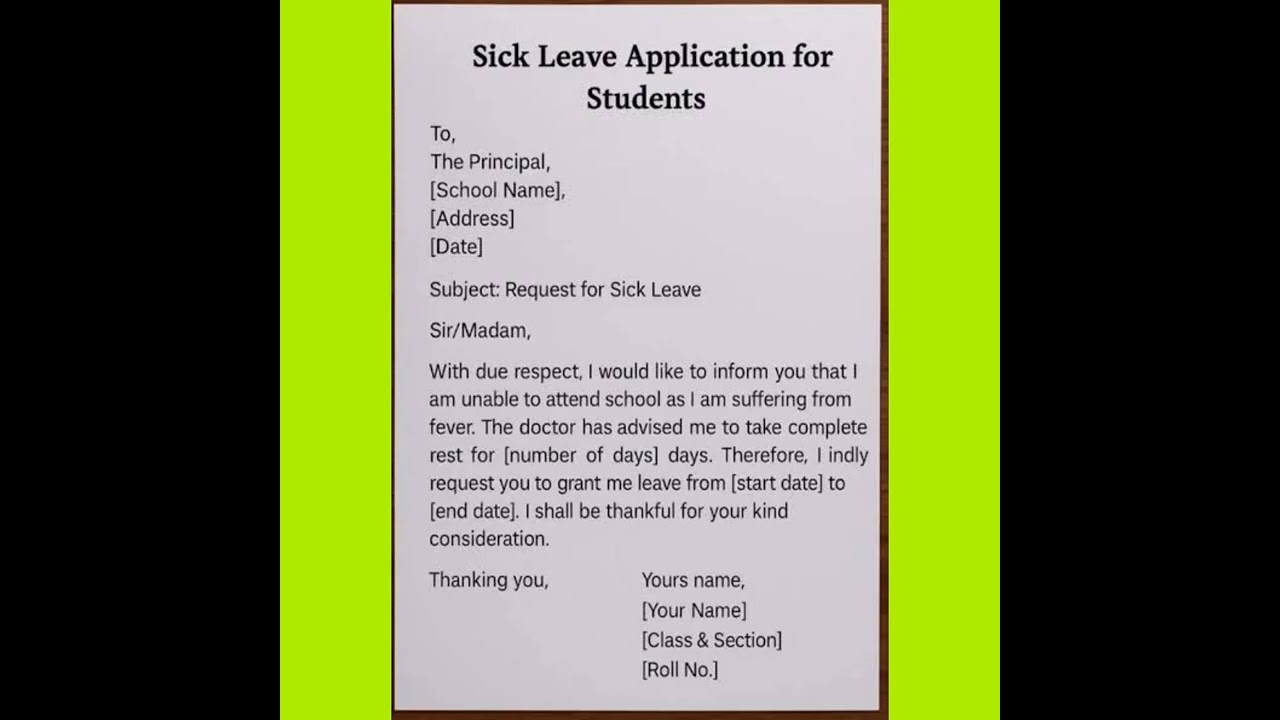 Sick leave application for students easy method 